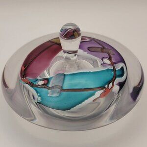 James Wilbat 2000 Art Glass Paperweight Perfume Bottle Signed